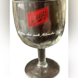 Vintage Schlitz Logo Script Beer Goblet Glass Classic Addition To Any Collection